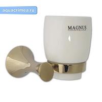 Стакан керамический  с креплением к стене под светлое золото